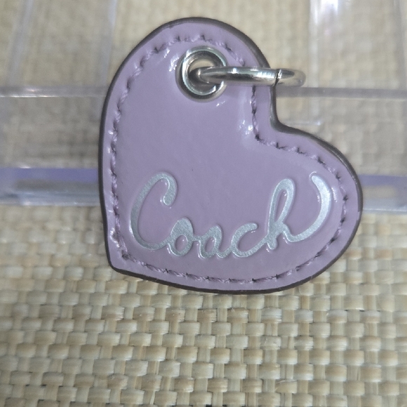 Coach Handbags - Coach Lavender Heart Leather Charm with Silver Script